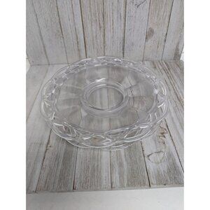 Set of 2 Vintage Imperial Glass Crocheted Crystal Clear 9 1/4 " Luncheon Plates